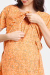 Coucou Maternity Woven Full Length Nightdress With Front Zipper And Discreet Feeding - Metalic Orange — thumbnail 6